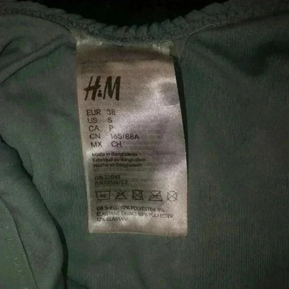 H&M Women Swimsuit Small One Piece Turquoise Blue Green Ribbed - Picture 7 of 8